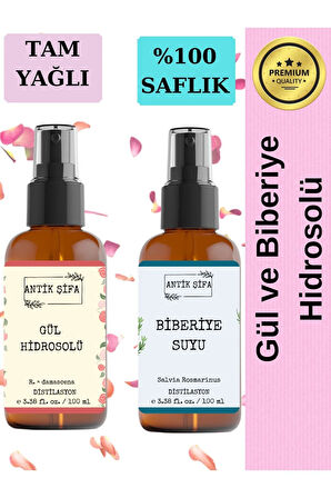 Gül Suyu Ve Biberiye Suyu Seti -seyreltilmemiş, Doğal Hidrosolü Seti (2X100ML)