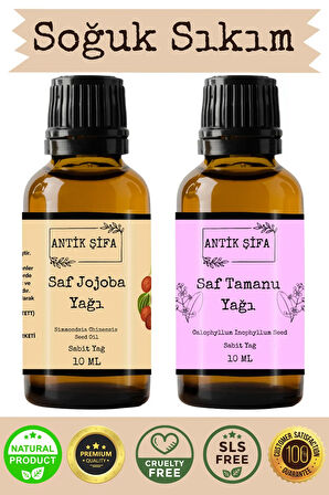 %100 Saf Jojoba Yağı ve Tamanu Yağı - (10ml + 10ml)