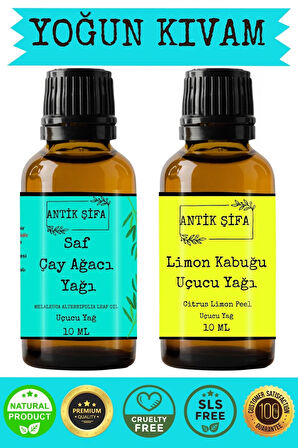 %100 Saf Çay Ağacı Uçucu Yağı ve Limon Uçucu Yağı - (10ml + 10ml)