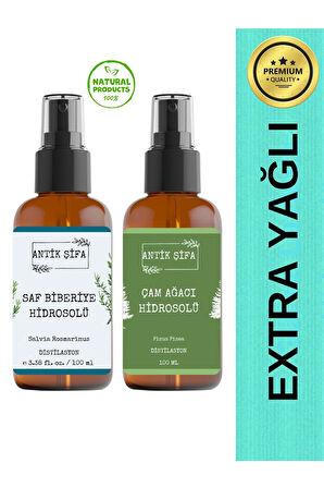 Biberiye Suyu Ve Çam Ağacı Suyu Seti - Pürüzsüzlük Hidrosolü Seti (2X100ML)