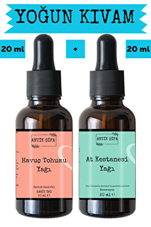 Havuç Tohumu Yağı ve At Kestanesi Yağı 2 x 20 ml - %100 Soğuk Sıkım Saf