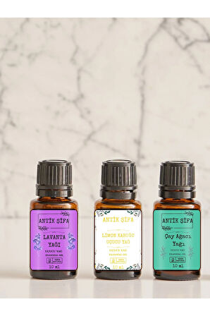 Uçucu Lavanta Yağı, Limon Kabuğu Yağı, Çay Ağacı Yağı (3x10ml)