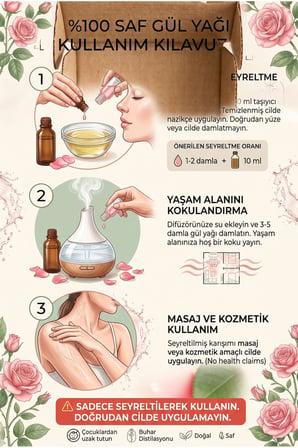  gül yağı 1 ml - katkısız doğal hakiki buhar distilasyonu