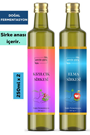 Elma Sirkesi ve Kızılcık Sirkesi ( 250 ml + 250 ml ) - Doğal Fermente