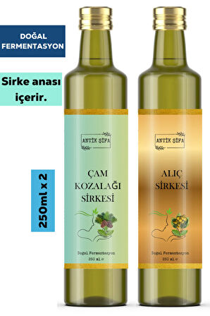 Çam Kozalağı Sirkesi ve Alıç Sirkesi ( 250 ml + 250 ml ) - Doğal Fermente