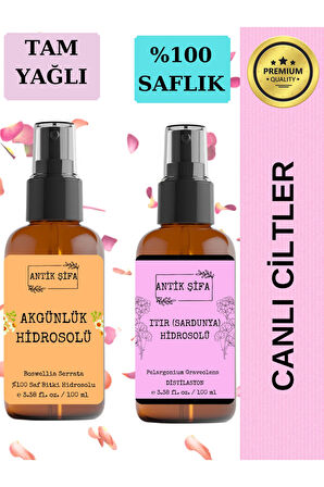 Akgünlük Suyu Ve Itır Suyu (100ML 100ML) - Doğal Ak Günlük, Sığla Ve Sardunya Hidrosolü