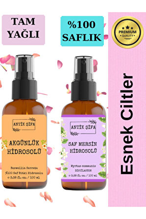 Akgünlük Suyu ve Mersin Suyu 100 ml+100 ml Doğal  Sığla Hidrosolü