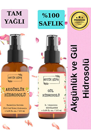 Akgünlük Suyu ve Gül Suyu (100ml+100ml) - Doğal Ak günlük, Sığla ve Gül Hidrosolü
