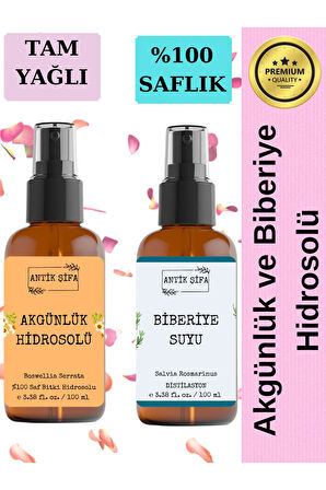 Akgünlük Suyu ve Biberiye Suyu (100ml+100ml) - Doğal Ak günlük, Sığla ve Biberiye Hidrosolü