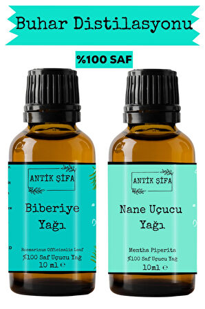 Biberiye Yağı ve Nane Uçucu Yağı (10ml + 10 ml)- %100 Saf Seyreltilmemiş