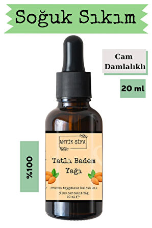%100 Saf Tatlı Badem Yağı - 20 ml (SOĞUK SIKIM) -seyreltilmemiş, Doğal