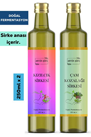 Çam Sirkesi ve Kızılcık Sirkesi ( 250 ml + 250 ml ) - Doğal Fermente çam ve kızılcık