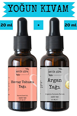 Havuç Tohumu Yağı ve Argan Yağı 2 x 20 ml - %100 Soğuk Sıkım Saf