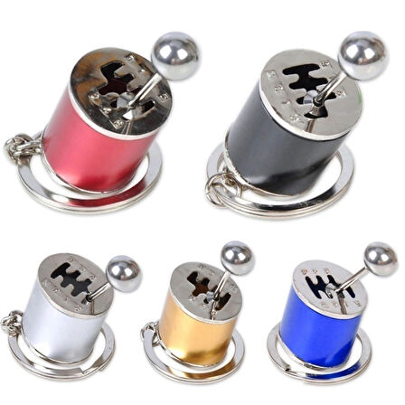 Hareketli Araba Vites Anahtarlık Altı Hız Manuel Vites Dişli Shifter Topuzu Metal Anahtarlık 