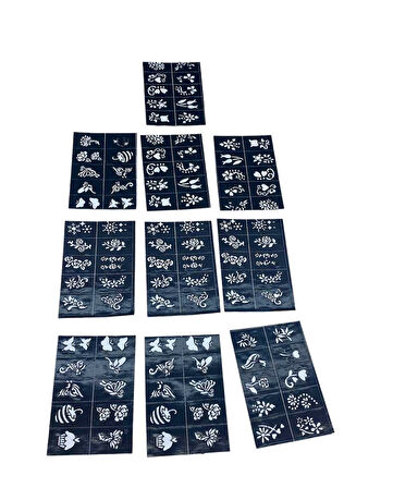 ÇİÇEKLİ 10X14CM TÜP KINA DESEN ÇIKARTMA ŞABLONU 12 PARÇA 