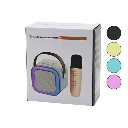 KARAOKE MİKROFONLU WİRELESS HOPARLÖR - SPEAKER IŞIKLI USB ŞARJLI DC 5V - TF - AUX K-12 