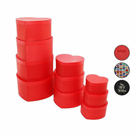 10PCS BOY KALPLİ - RENKLİ KARTON HEDİYE KUTUSU - KURDELALI (16-18-20-22-24-26-28-30-32-34CM)  