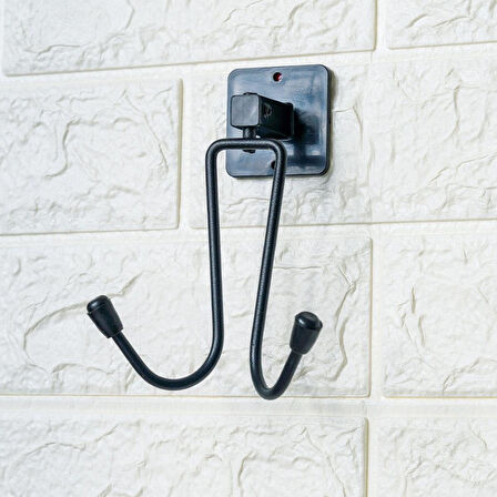 Kendiliğinden Yapışkanlı Siyah Paslanmaz Metal Bornoz ve Havlu Askılığı 