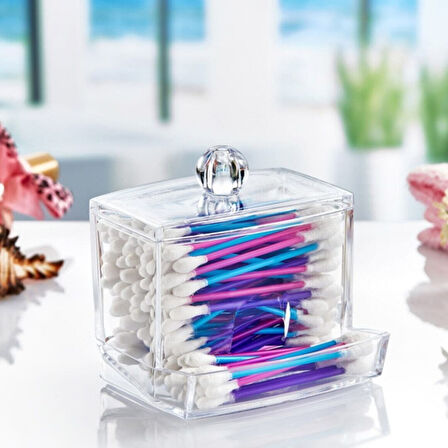 Şeffaf Kapaklı Kulak Temizleme Çubuğu Organizatörü Saklama Kutusu 