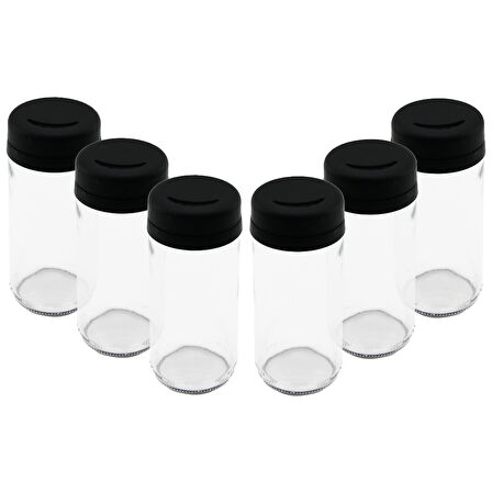 6 PCS CAM - 225ML BAHARATLIK - TUZLUK PLASTİK KAPAK 