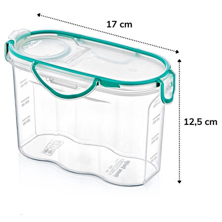 Kilitli Kapaklı Contalı Hava,Su Sıvı Geçirmez 1,2 Litre Erzak Saklama Kabı-SA580 