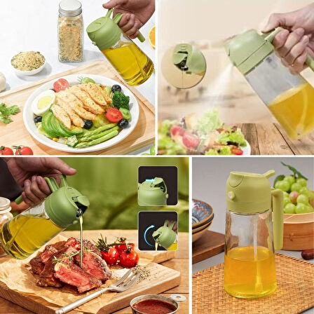 2si 1arada Yağ Dökücü ve Spreyli Yağdanlık Cam Yağ Püskürtücü 