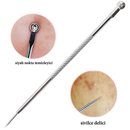 Paslanmaz Çelik Siyah Nokta Sivilce ve Akne Temizleyici Set 3&apos;lü Kit 