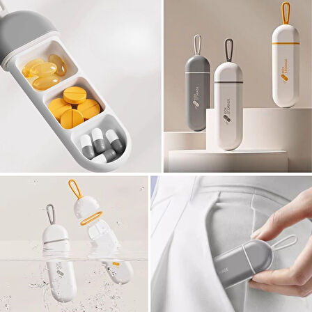 3 Bölmeli Taşınabilir Seyahat Tipi Hap Saklama Kutusu İlaç Saklama Kutusu 