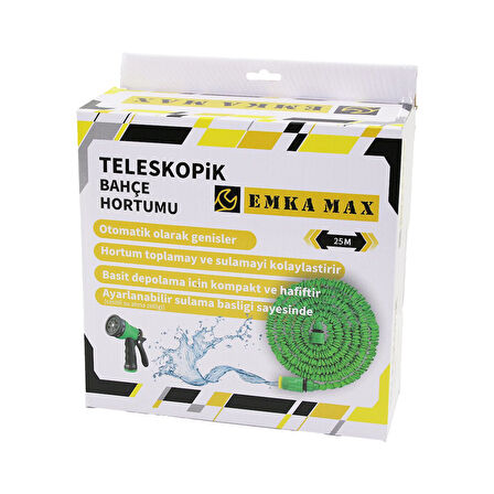 25MT TELESKOPİK UZAYAN BAHÇE HORTUMU 7 FONKSİYON AYARLI TETİKLİ TABANCA (4490)