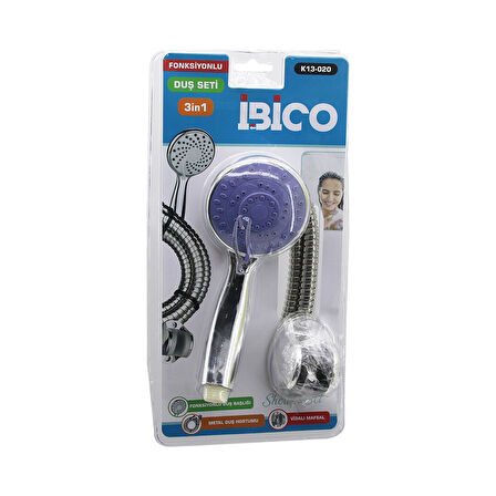 VAKUMLU AMBALAJ3İN1DUŞ SETİ FONKSİYONLU DUŞ BAŞLIK - METAL DUŞ HORTUM - MAFSAL=ASKI VİDALI (4490)
