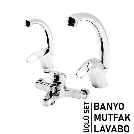 3LÜ SET   BANYO - EVYE MUTFAK - LAVABO   AÇ KAPA  MİX BATARYA MUSLUK (4490)
