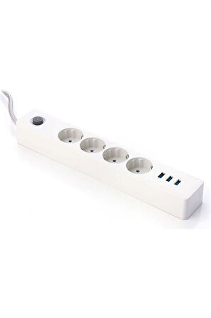 Termak Akım Korumalı 4 Priz 3 USB Girişli Uzatma Kablosu Güç ve Şarj SİYAH RENK GÖNDERİLİR (4490)