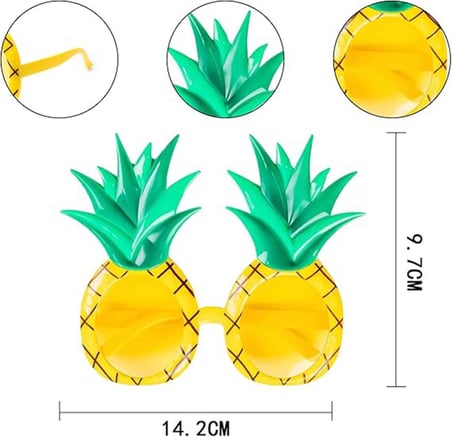 Lunaev Tropikal Hawaii Ananas Şekilli Parti Gözlüğü Sarı