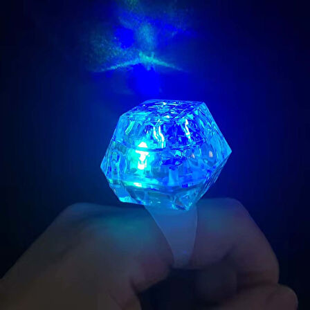 Kristal Tasarımlı Led Glow Işıklı 3 Modlu Mavi Yüzük 3.5 x 5 cm 
