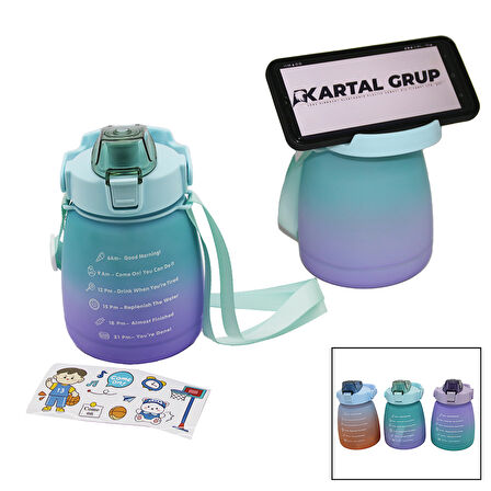1.3LT - TOMBUL PİPETLİ RENKLİ PLASTİK SULUK MATARA KİLİTLİ KAPAKLI - TELEFONLUKLU 