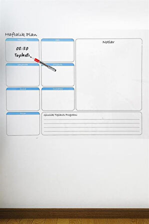 Haftalık Planlayıcı Manyetik Duvar Stickerı Takvim 70 cm x 56 cm 