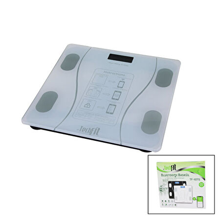 BLUETOOTH -VÜCUT ANALİZLİ DİJİTAL BASKÜL TERAZİ 180KG/50G YAĞ -SU -KAS ORAN -BMI -ODA ℃ TF-1075 