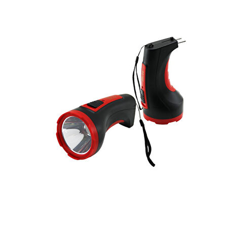 3W TEK LED BOMBELİ GÖVDE FİŞ ŞARJLI EL FENERİ UZUN MESAFELİ 