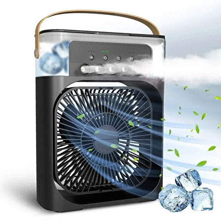 Taşınabilir 3 Farklı Mod Ayarlı 7 Farklı Led Işıklı Sulu Soğutmalı Taşınabilir Masaüstü USB Fan Vantilatör (4490)
