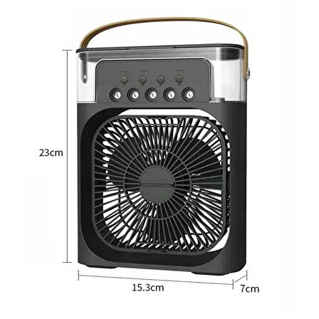 Taşınabilir 3 Farklı Mod Ayarlı 7 Farklı Led Işıklı Sulu Soğutmalı Taşınabilir Masaüstü USB Fan Vantilatör (4490)