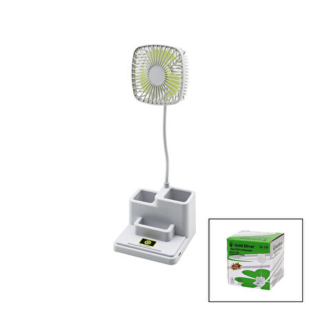 KALEMLİKLİ MASAÜSTÜ VANTİLATÖR USB ŞARJLI FAN:8.9CM- AKROBAT AYAK=23CM+KALEMLİK:36.5CM TELEFONLUK GS-270 (4490)
