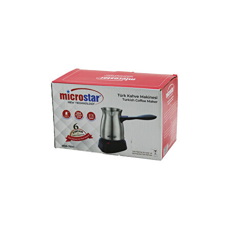 ÇELİK ELEKTRİKLİ CEZVE TÜRK KAHVE MAKİNESİ - 6 FİNCAN TAK-ÇIKAR KULP 400ML MSR-7600 (4490)