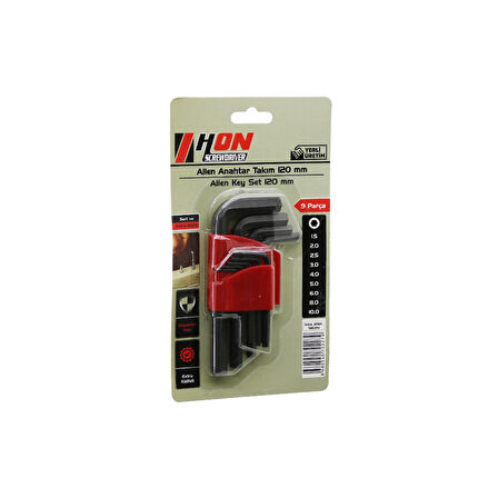9PCS SİYAH KISA - DÜZ 120MM ALYAN ALLEN ANAHTAR TAKIMI BRKT-702279 (4490)