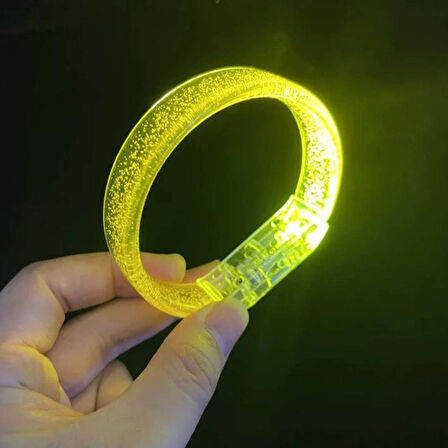 Sarı Led Işıklı Baskı Yapılabilen Pilli Bileklik Bilezik 1,5 cm Genişlik (4490)