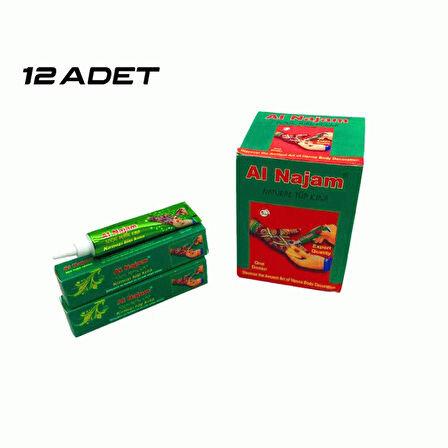 12 ADET AL NAJAM KIRMIZI TÜP KINA 30GR (4490)