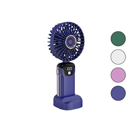 LED GÖSTERGELİ TYPE-C ŞARJLI MİNİ EL FANI SABİT BAŞLIK 5-KADEME HIZ TELEFONLUKLU M.ÜSTÜ AYAK VANTİLATÖR (4490)