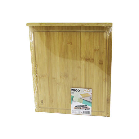 38X45CM AHŞAP BAMBU KESİM PANOSU - KESME TAHTASI TEZGAH ÜSTÜ  KANALLI - KENAR DESTEKLİ (4490)