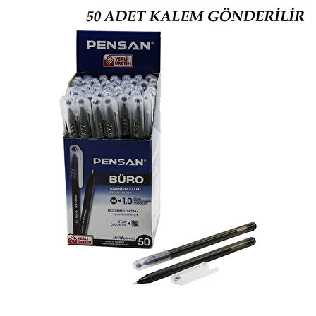 50 ADET PENSAN BÜRO SİYAH TÜKENMEZ KALEM M-MEDİUM - 1.0MM UÇ  