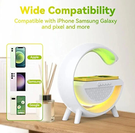 Kablosuz, Usb Bağlantılı, Ekstra Uzun Pil Ömürlü, 7 Renk Seçenekli Ambiyans Işığı,Telefon Şarj Standı BT2301  