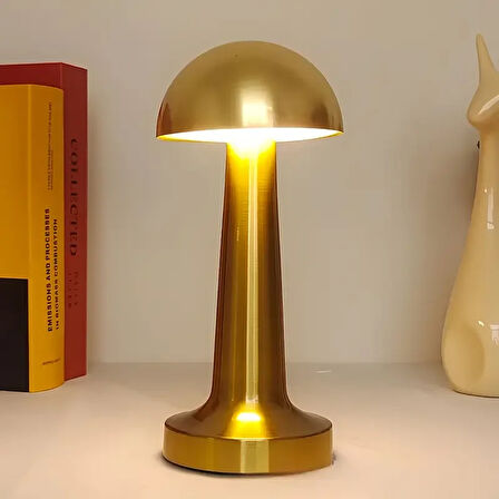 Forlife Dekoratif Şarjlı LED Mantar Masa Lambası Gold FL-8055  
